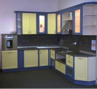Угловая кухня в сочетании желтого и голубого - Мебельный интернет-магазин Комека Екатеринбург