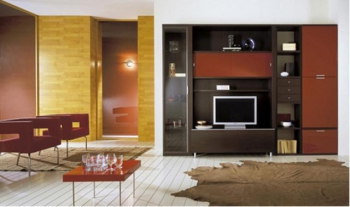 Классическая темно коричневая гостиная с элементами кирпичного цвета 015 - Мебельный интернет-магазин Комека Екатеринбург